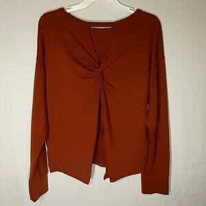OLD NAVY Long Sleeve Knit Top; Knotted Back Side; Rust; Size Small
